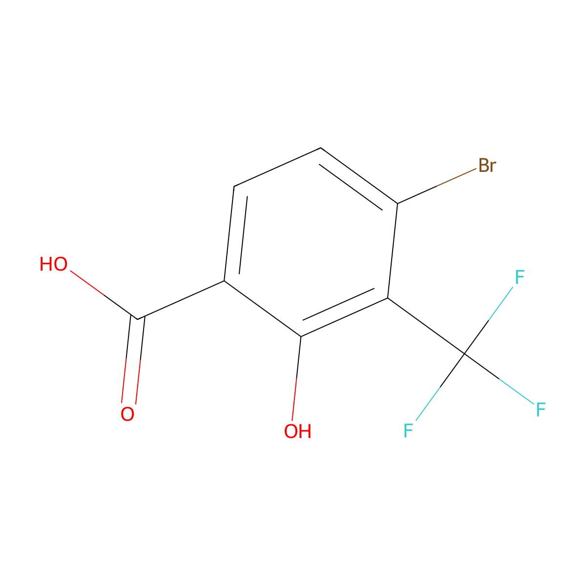 4-Bromo-2-hydroxy-3-(trifluoromethyl)benzoic acid molecular structure, CAS 2385518-14-7