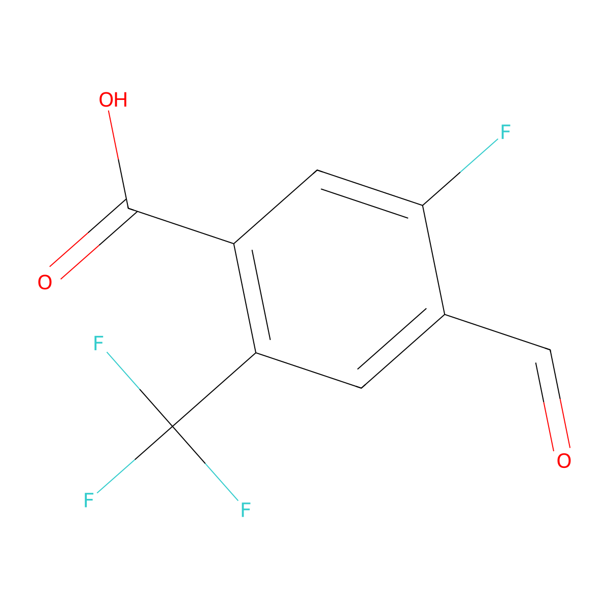5-Fluoro-4-formyl-2-(trifluoromethyl)benzoic acid molecular structure, CAS 2385518-45-4