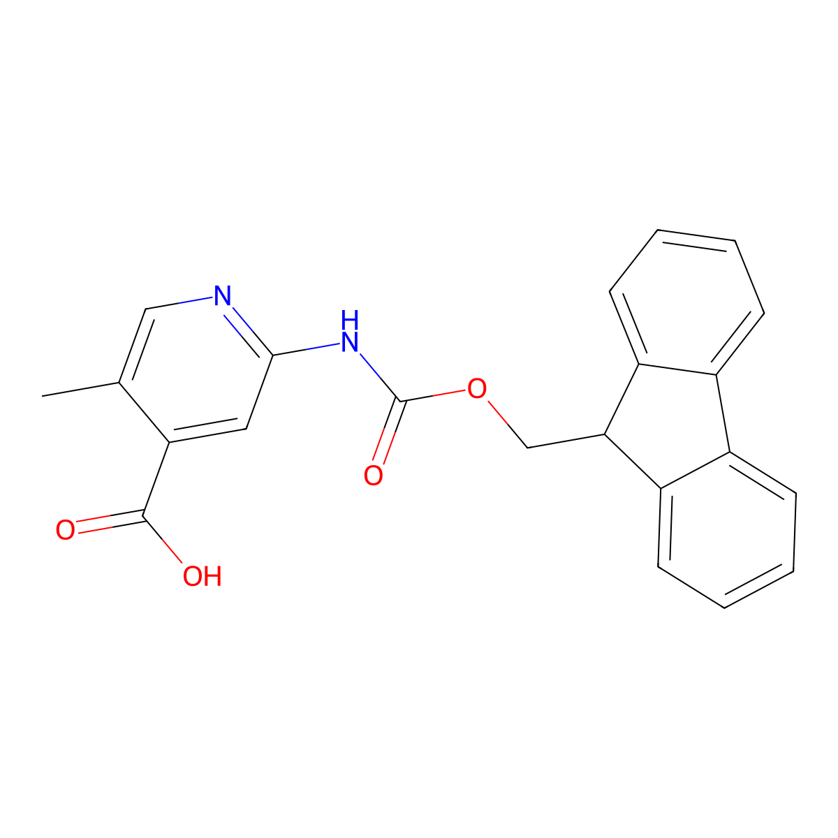 2-({[(9H-fluoren-9-yl)methoxy]carbonyl}amino)-5-methylpyridine-4-carboxylic acid molecular structure, CAS 2385518-81-8