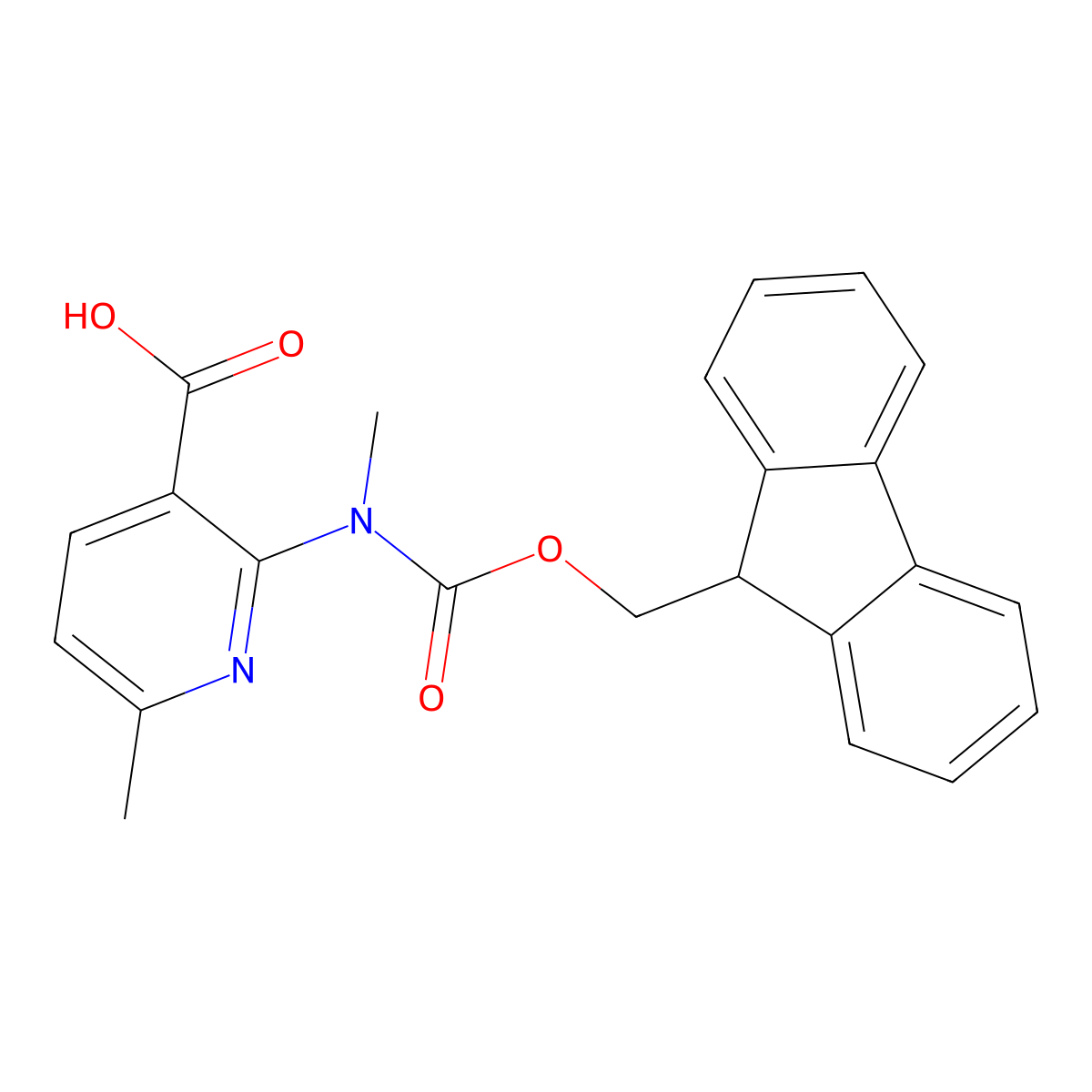 2-({[(9H-fluoren-9-yl)methoxy]carbonyl}(methyl)amino)-6-methylpyridine-3-carboxylic acid molecular structure, CAS 2385520-98-7