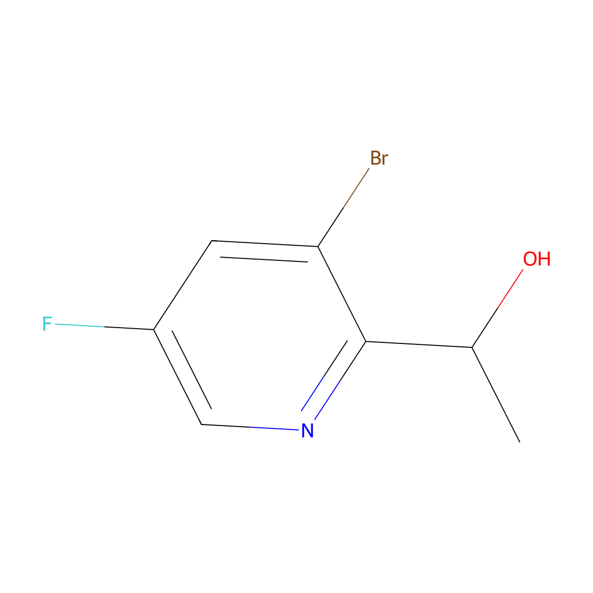 1-(3-Bromo-5-fluoropyridin-2-yl)ethan-1-ol molecular structure, CAS 2385522-00-7