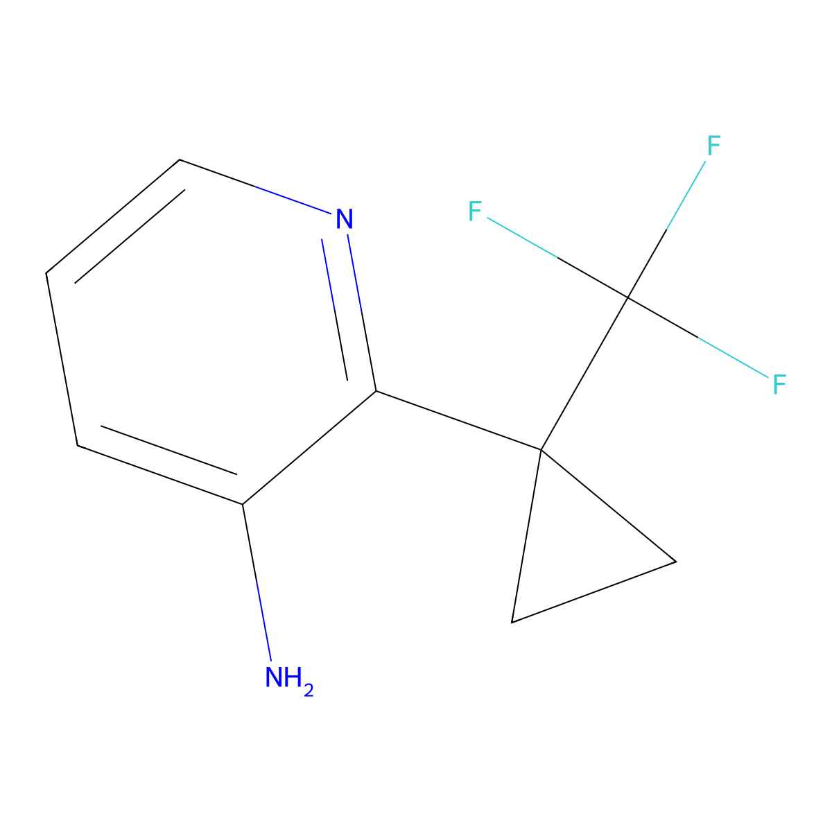 2-(1-(Trifluoromethyl)cyclopropyl)pyridin-3-amine molecular structure, CAS 2385523-51-1