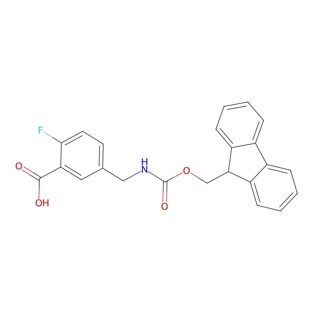 5-[({[(9H-fluoren-9-yl)methoxy]carbonyl}amino)methyl]-2-fluorobenzoicacid molecular structure, CAS 2385535-62-4