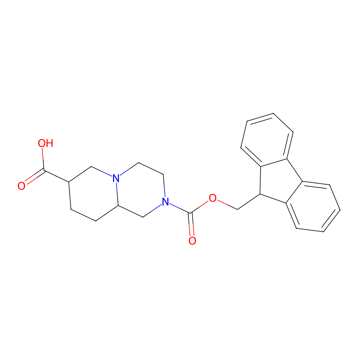2-{[(9H-fluoren-9-yl)methoxy]carbonyl}-octahydro-1H-pyrido[1,2-a]piperazine-7-carboxylic acid molecular structure, CAS 2385536-24-1