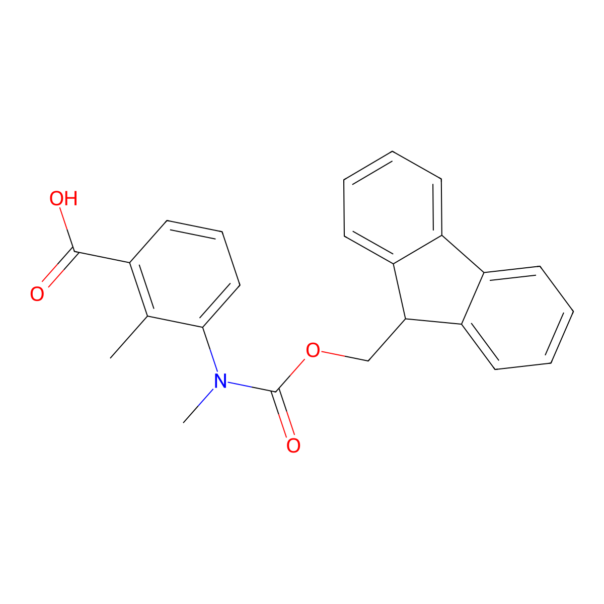 3-({[(9H-fluoren-9-yl)methoxy]carbonyl}(methyl)amino)-2-methylbenzoic acid molecular structure, CAS 2385542-99-2