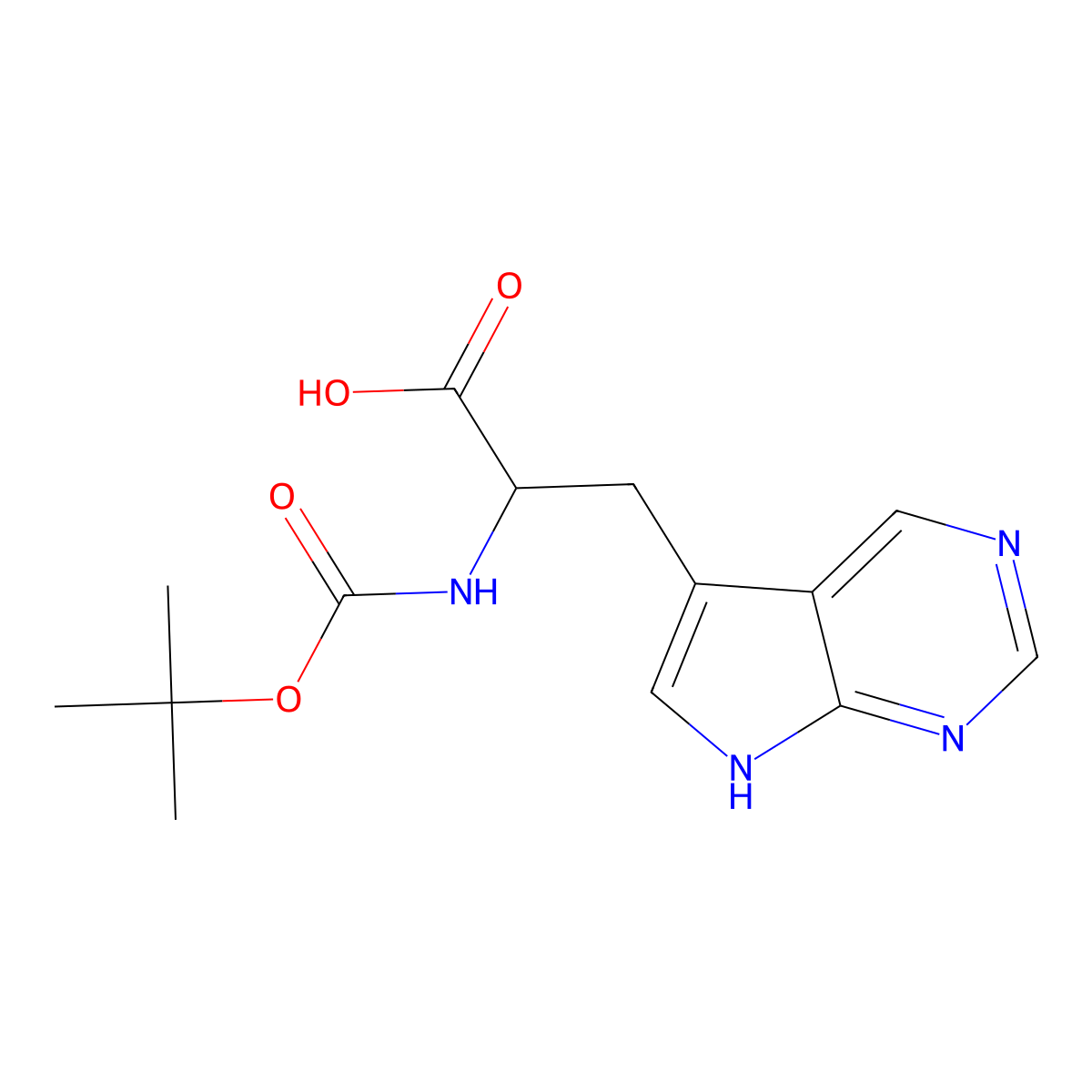 2-{[(tert-butoxy)carbonyl]amino}-3-{7H-pyrrolo[2,3-d]pyrimidin-5-yl}propanoic acid molecular structure, CAS 2385543-64-4