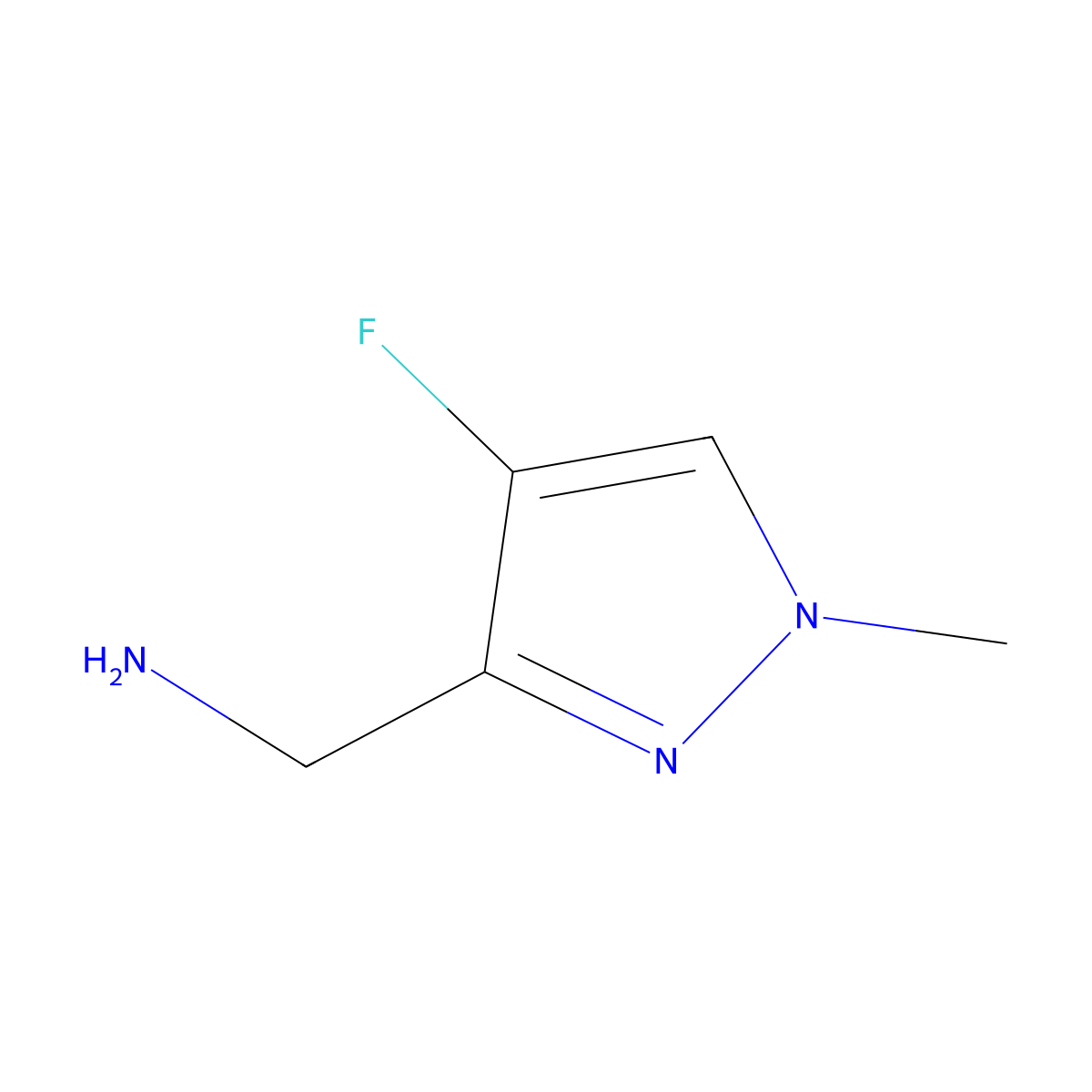 (4-Fluoro-1-methyl-1H-pyrazol-3-YL)methanamine molecular structure, CAS 2385546-44-9