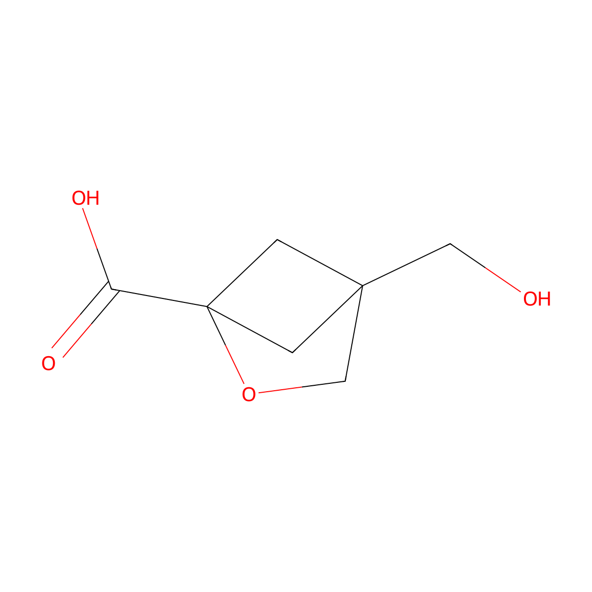 4-(Hydroxymethyl)-2-oxabicyclo[2.1.1]hexane-1-carboxylic acid molecular structure, CAS 2385555-66-6