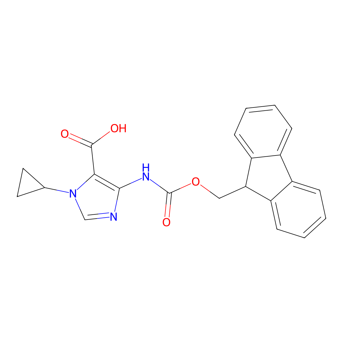 1-cyclopropyl-4-({[(9H-fluoren-9-yl)methoxy]carbonyl}amino)-1H-imidazole-5-carboxylic acid molecular structure, CAS 2385559-83-9