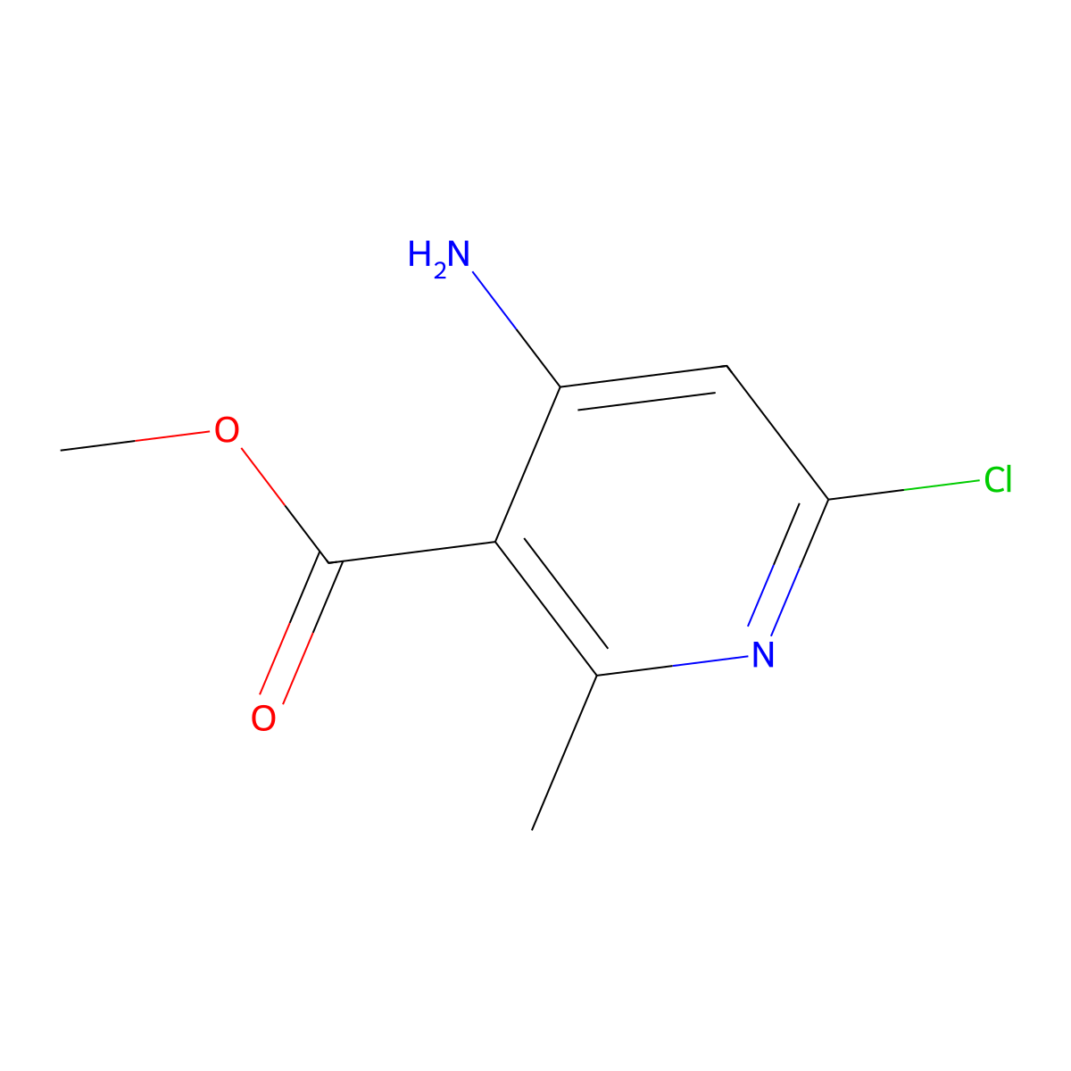 Methyl 4-amino-6-chloro-2-methylnicotinate molecular structure, CAS 2385566-08-3
