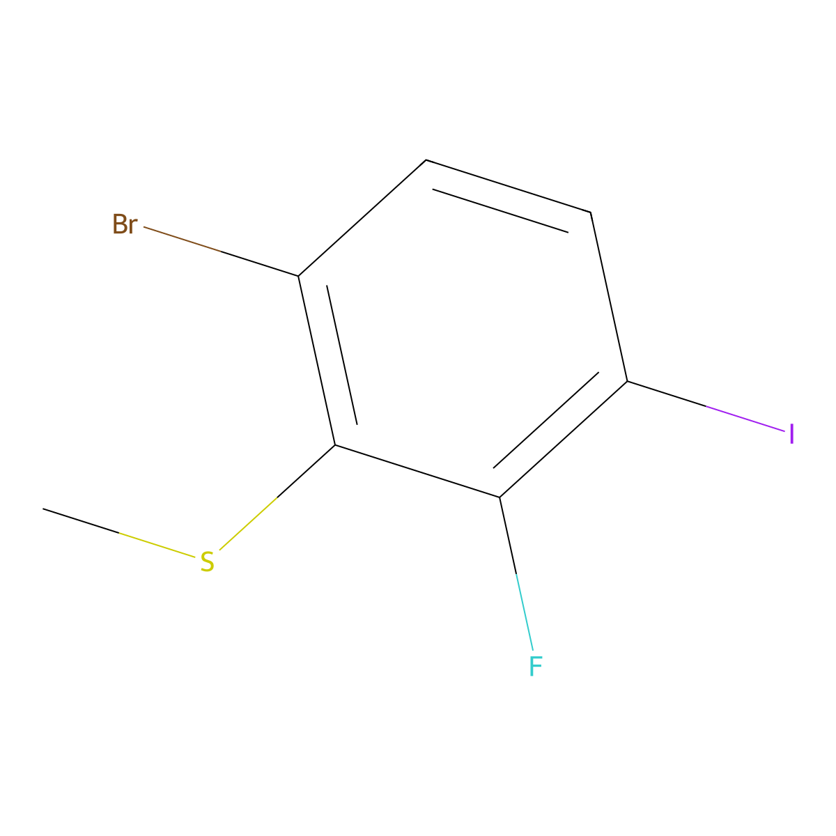 (6-Bromo-2-fluoro-3-iodophenyl)(methyl)sulfane molecular structure, CAS 2385566-77-6