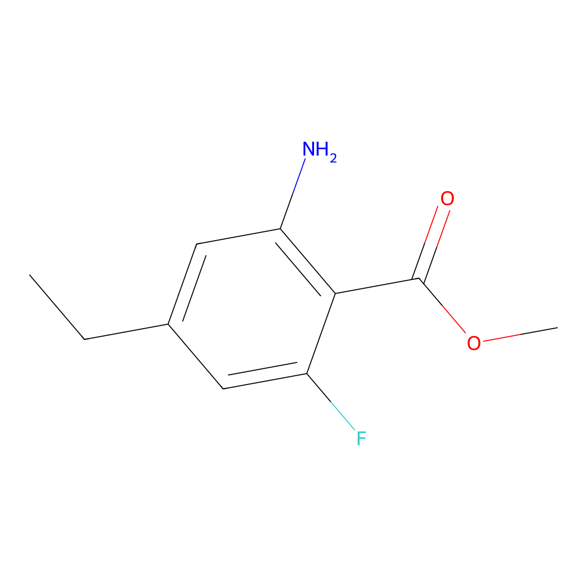 Methyl 2-amino-4-ethyl-6-fluorobenzoate molecular structure, CAS 2385572-18-7