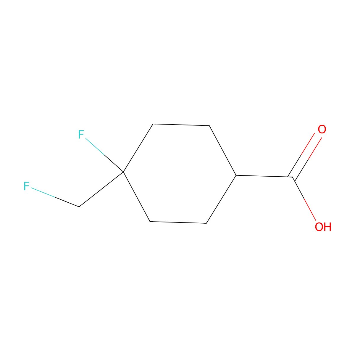 4-Fluoro-4-(fluoromethyl)cyclohexane-1-carboxylic acid molecular structure, CAS 2385575-33-5