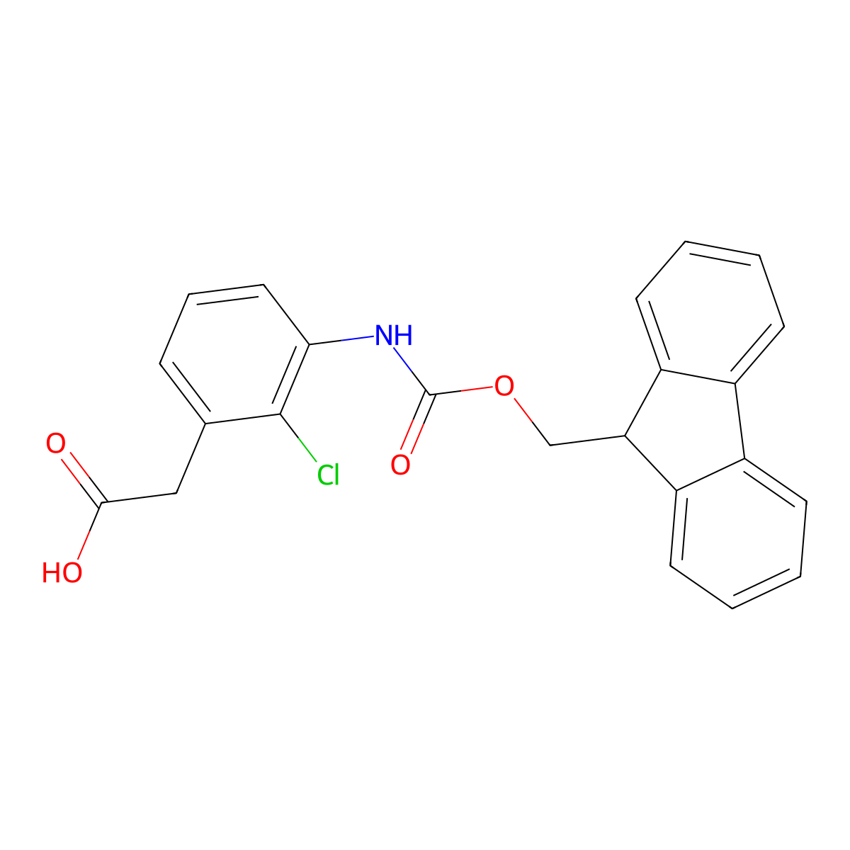 2-[2-chloro-3-({[(9H-fluoren-9-yl)methoxy]carbonyl}amino)phenyl]acetic acid molecular structure, CAS 2385582-98-7