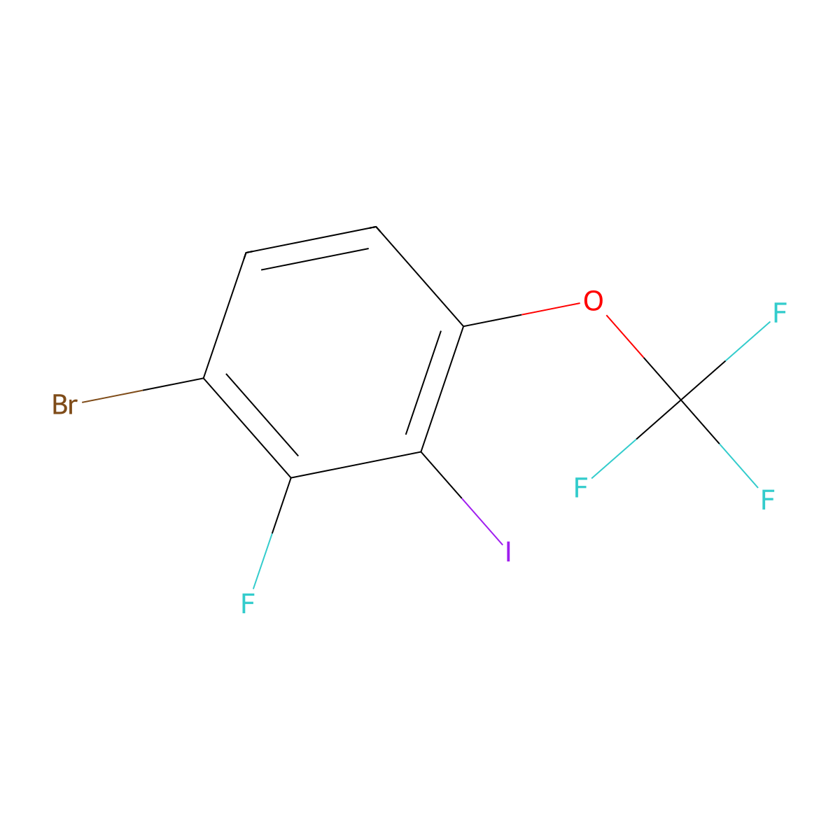 1-Bromo-2-fluoro-3-iodo-4-(trifluoromethoxy)benzene molecular structure, CAS 2385583-10-6