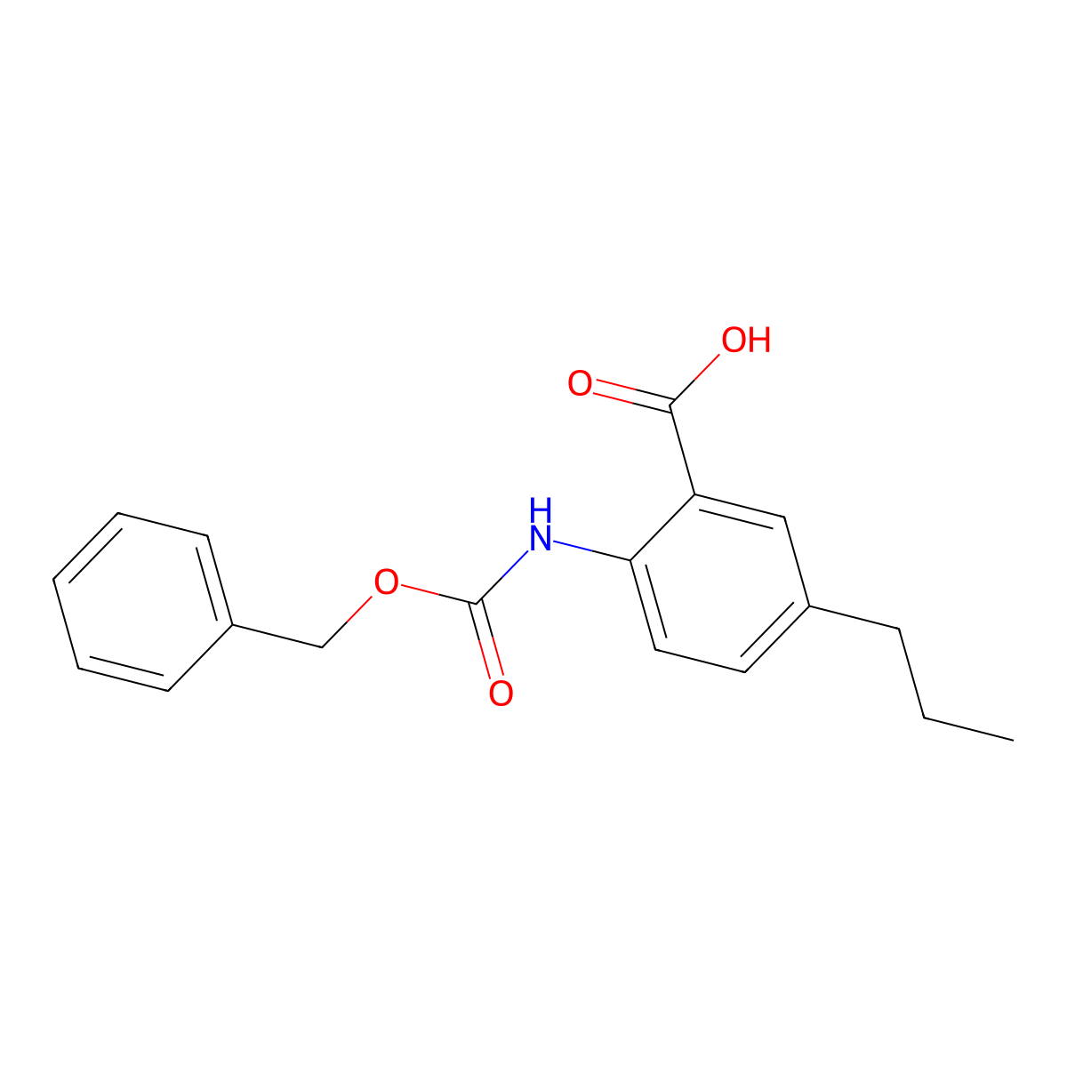 2-{[(Benzyloxy)carbonyl]amino}-5-propylbenzoic acid molecular structure, CAS 2385590-64-5