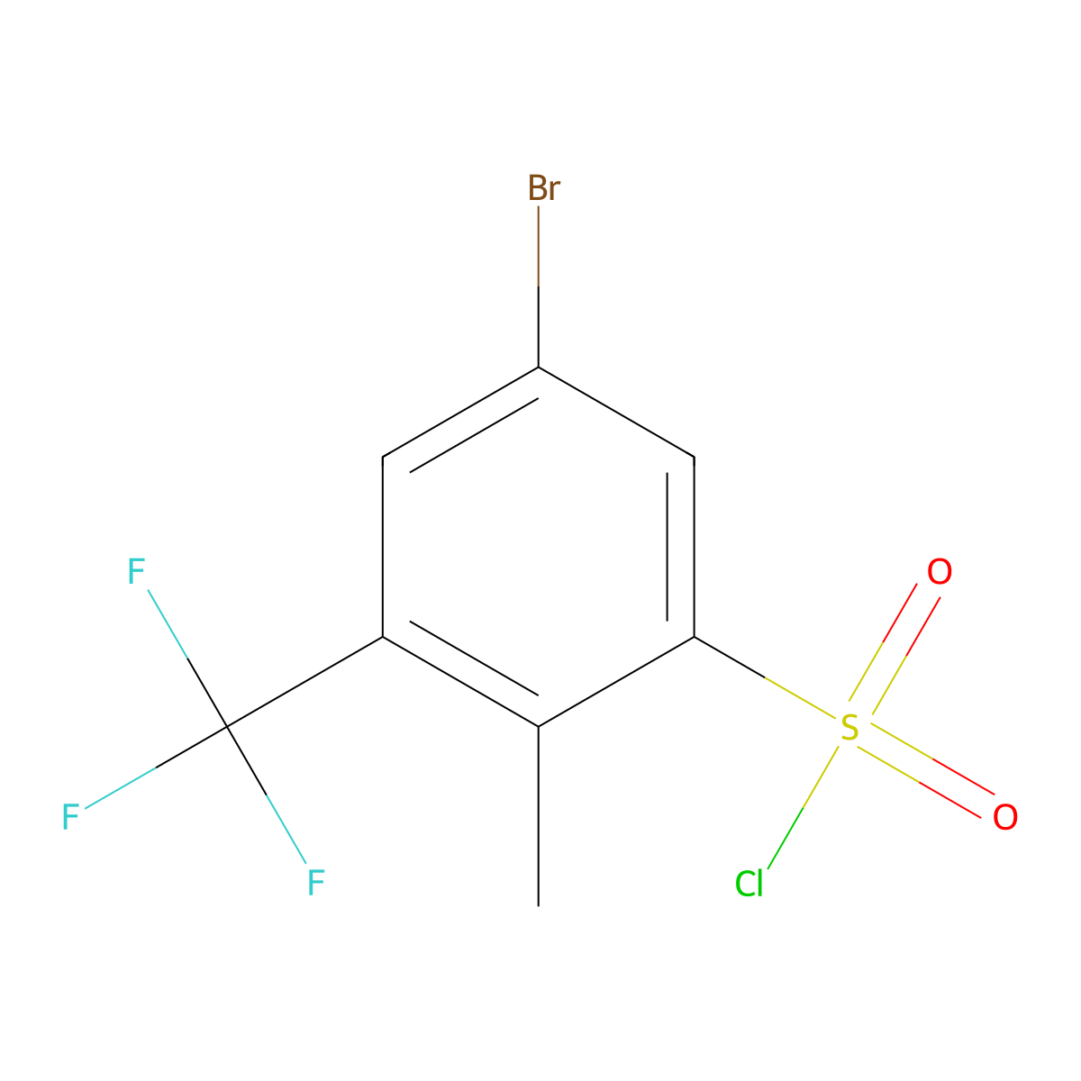 5-Bromo-2-methyl-3-(trifluoromethyl)benzenesulfonyl chloride molecular structure, CAS 2385598-01-4