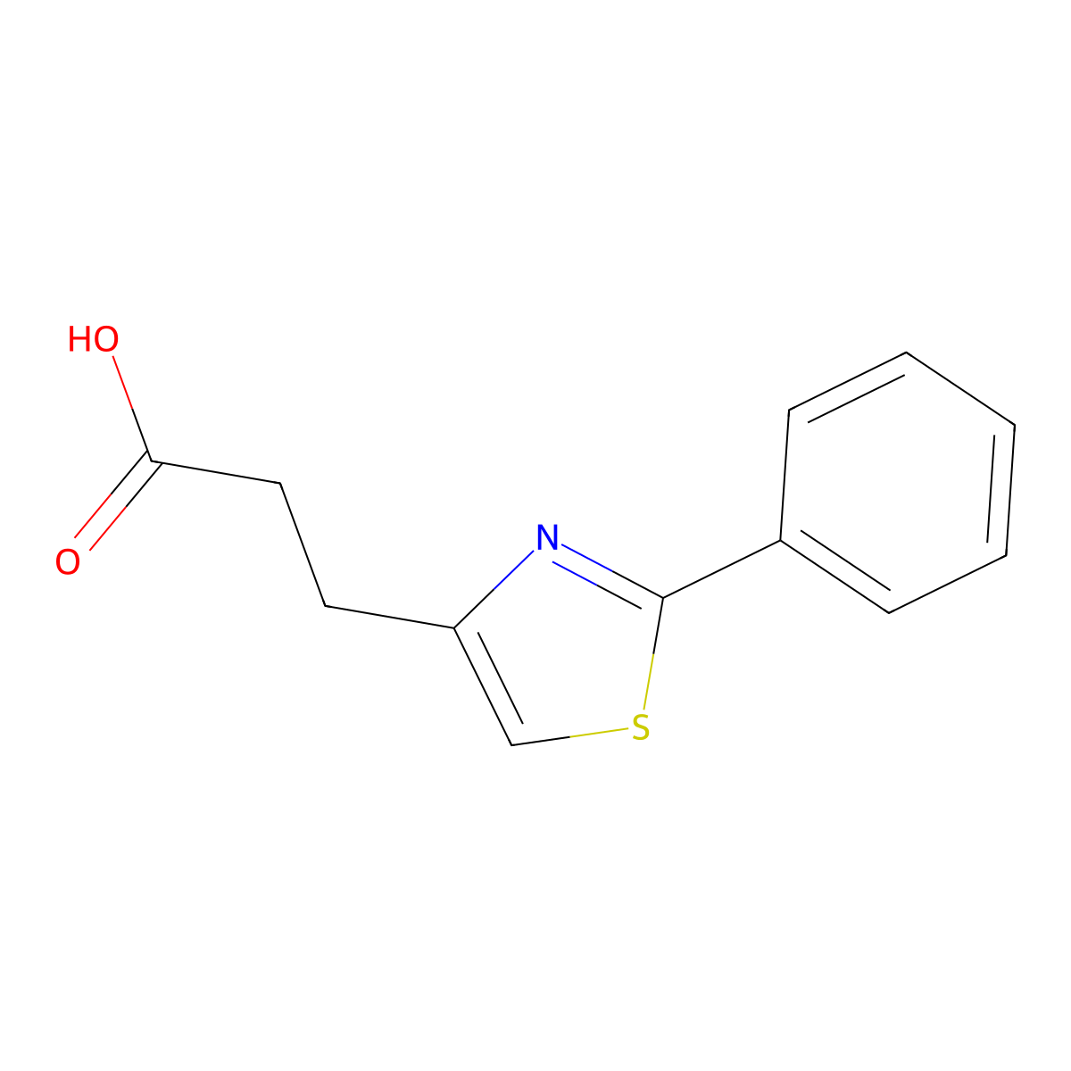 3-(2-Phenyl-1,3-thiazol-4-yl)propanoic acid molecular structure, CAS 23856-01-1