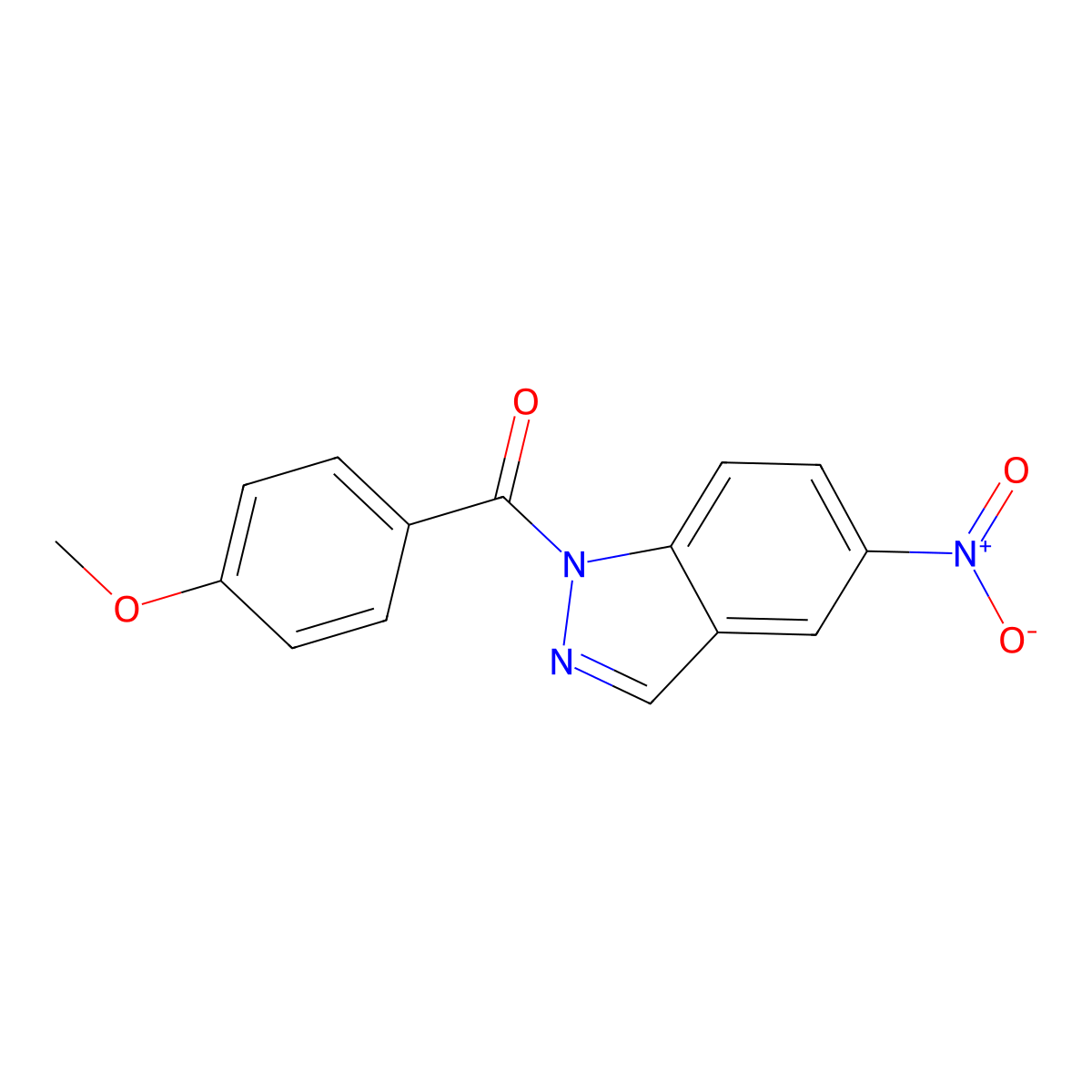 1H-Indazole, 1-(4-methoxybenzoyl)-5-nitro- molecular structure, CAS 23856-23-7
