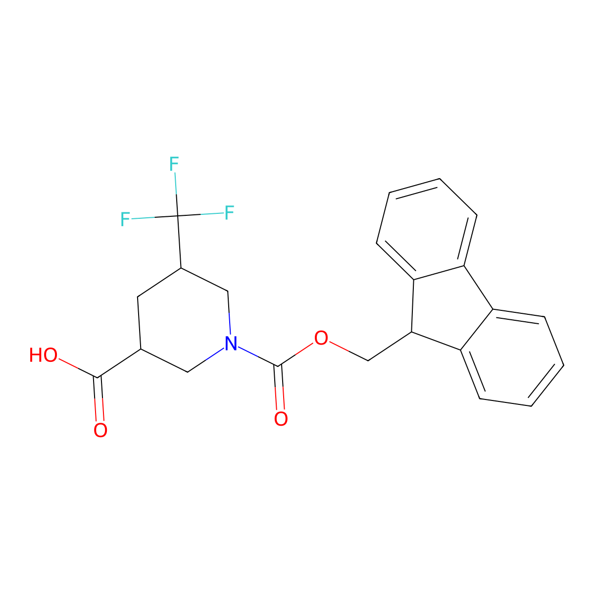 1-{[(9H-fluoren-9-yl)methoxy]carbonyl}-5-(trifluoromethyl)piperidine-3-carboxylic acid molecular structure, CAS 2385608-36-4