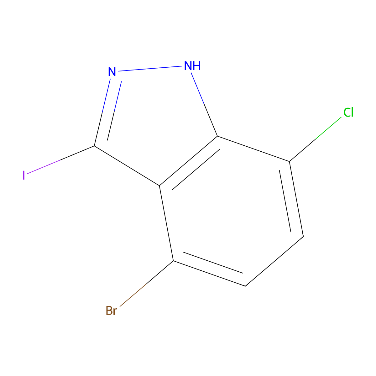 4-Bromo-7-chloro-3-iodo-1H-indazole molecular structure, CAS 2385608-75-1