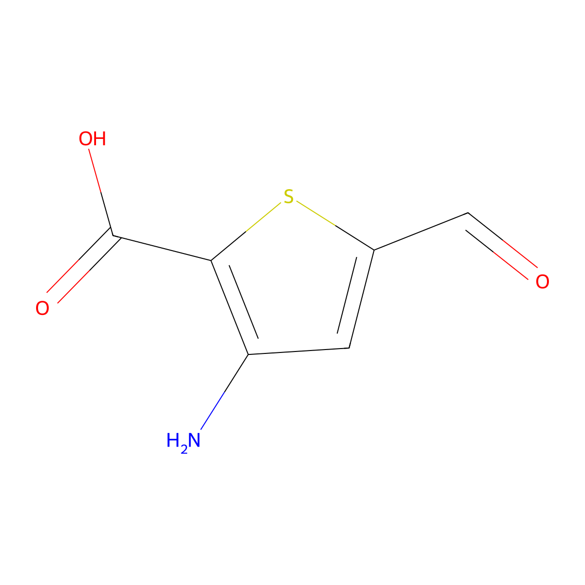 3-Amino-5-formylthiophene-2-carboxylic acid molecular structure, CAS 2385611-11-8
