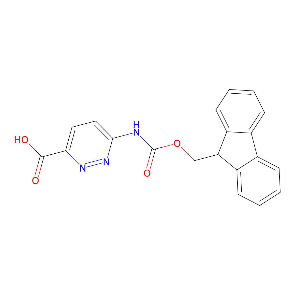 6-({[(9H-fluoren-9-yl)methoxy]carbonyl}amino)pyridazine-3-carboxylic acid molecular structure, CAS 2385612-75-7