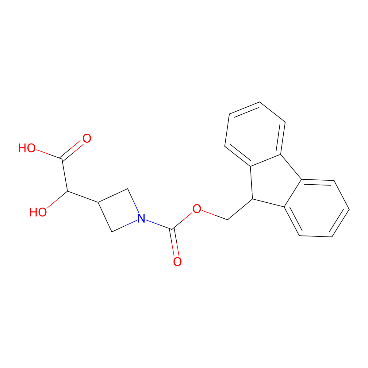 2-(1-{[(9H-fluoren-9-yl)methoxy]carbonyl}azetidin-3-yl)-2-hydroxyacetic acid molecular structure, CAS 2385613-13-6