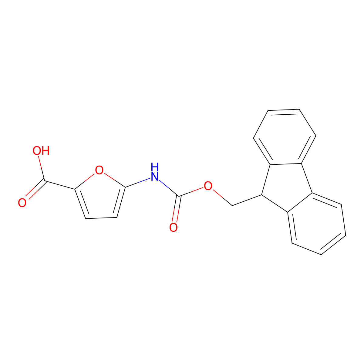 5-({[(9H-fluoren-9-yl)methoxy]carbonyl}amino)furan-2-carboxylic acid molecular structure, CAS 2385615-20-1