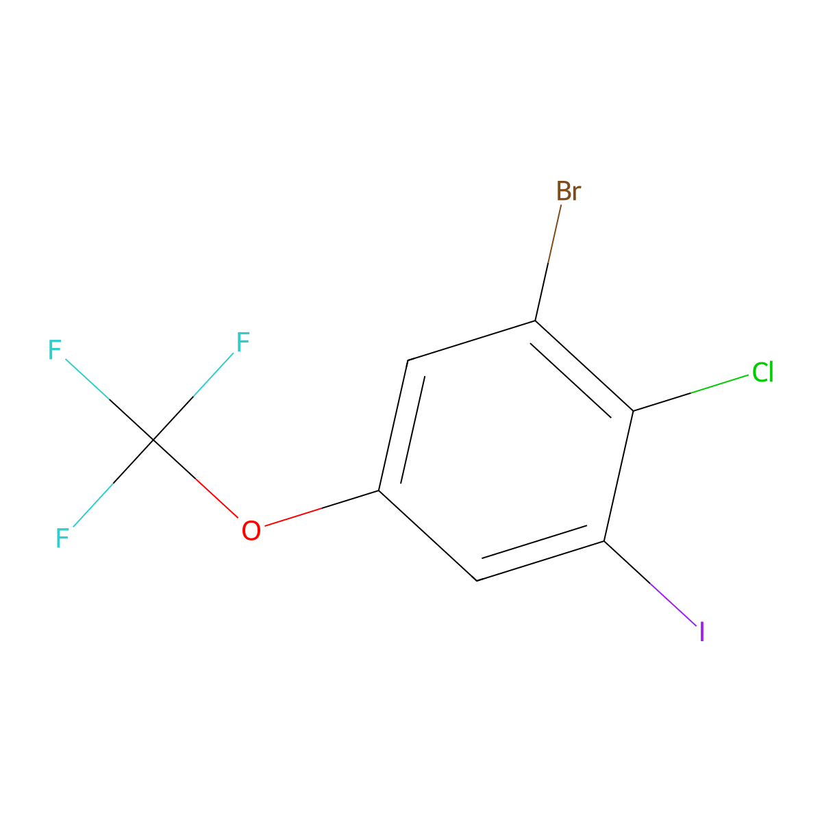 1-Bromo-2-chloro-3-iodo-5-(trifluoromethoxy)benzene molecular structure, CAS 2385620-97-1