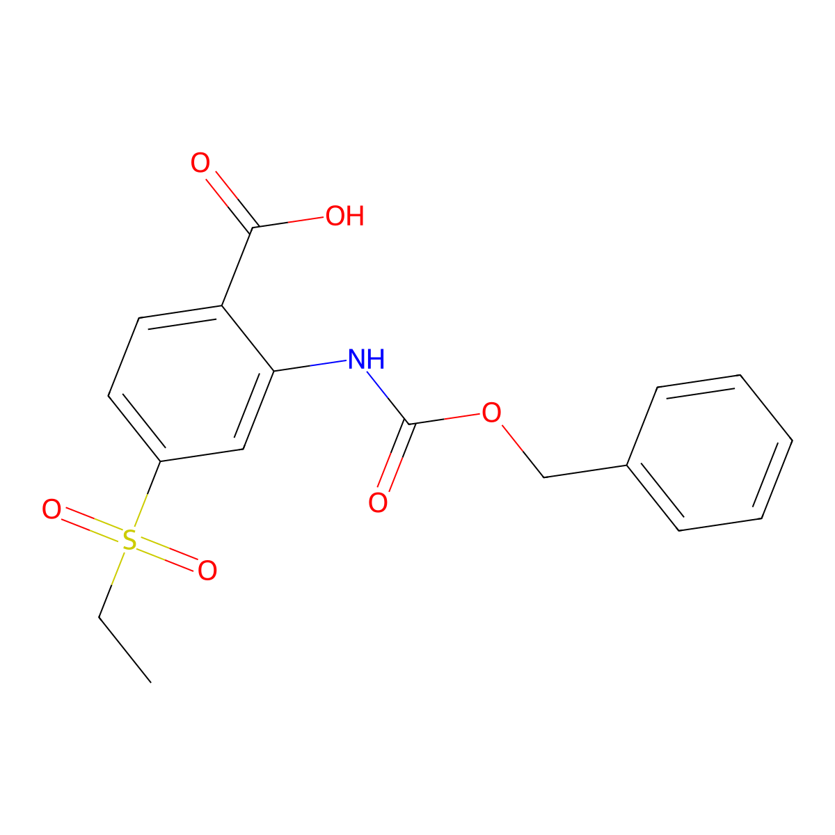 2-{[(Benzyloxy)carbonyl]amino}-4-(ethanesulfonyl)benzoic acid molecular structure, CAS 2385623-60-7
