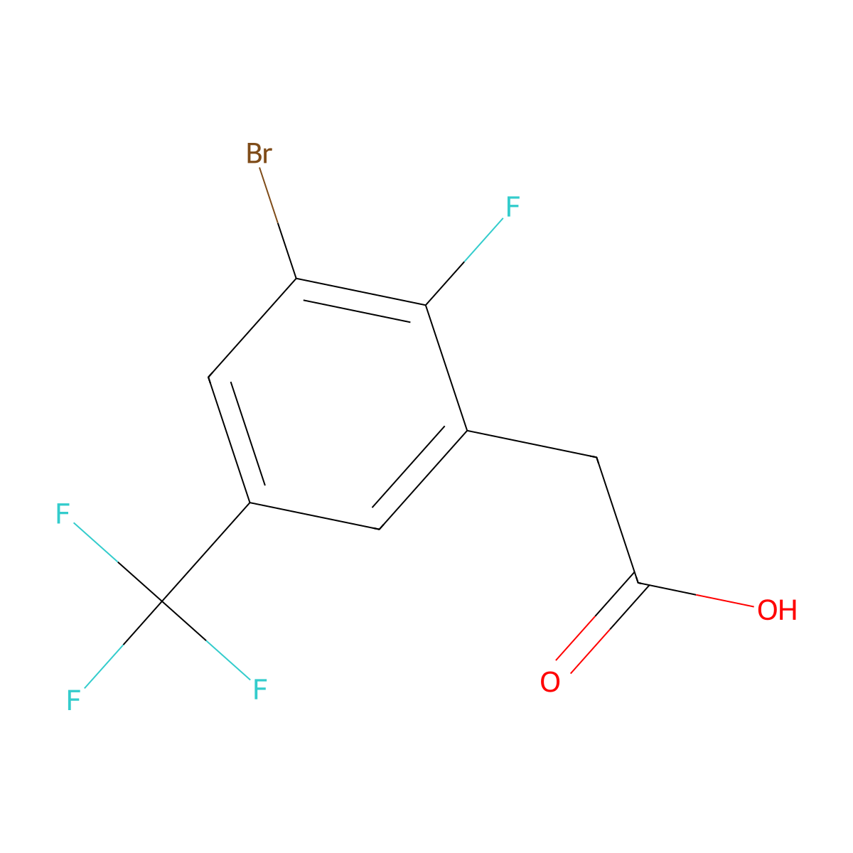 3-Bromo-2-fluoro-5-(trifluoromethyl)phenylacetic acid molecular structure, CAS 2385623-99-2