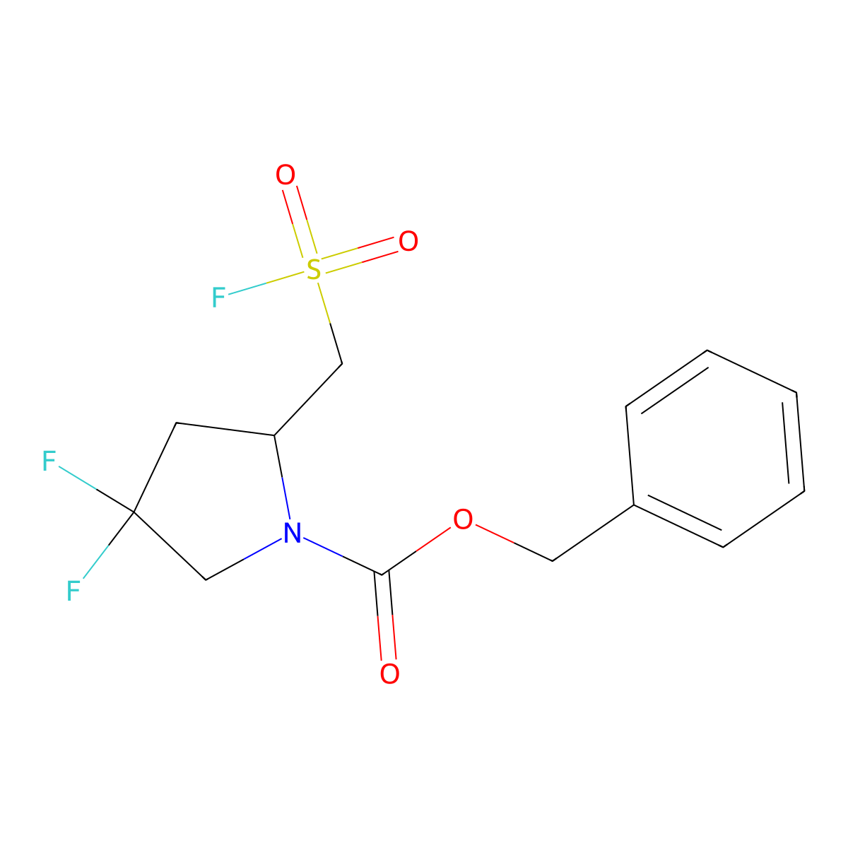 Benzyl 4,4-difluoro-2-[(fluorosulfonyl)methyl]pyrrolidine-1-carboxylate molecular structure, CAS 2385640-63-9