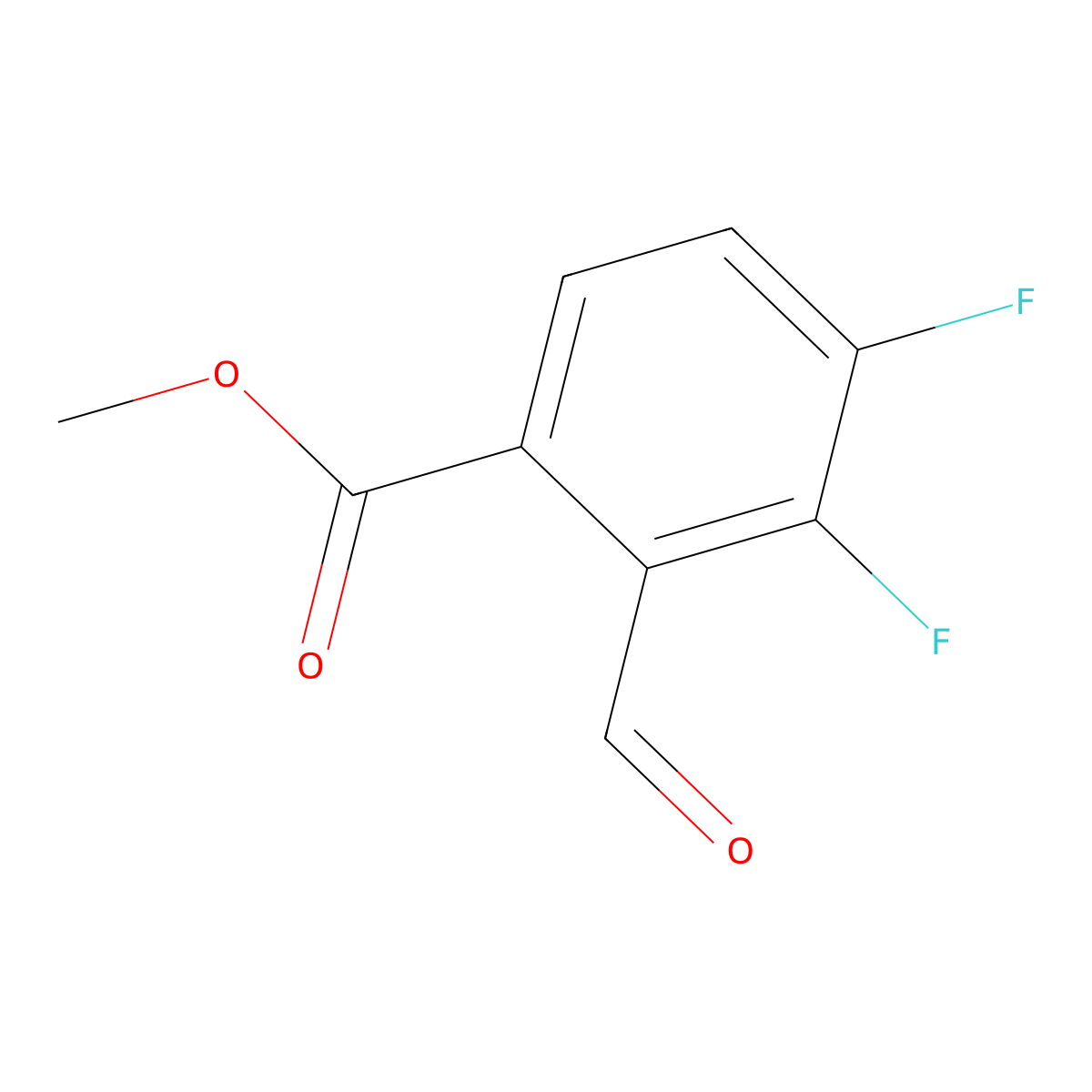 Methyl 3,4-difluoro-2-formylbenzoate molecular structure, CAS 2385643-09-2