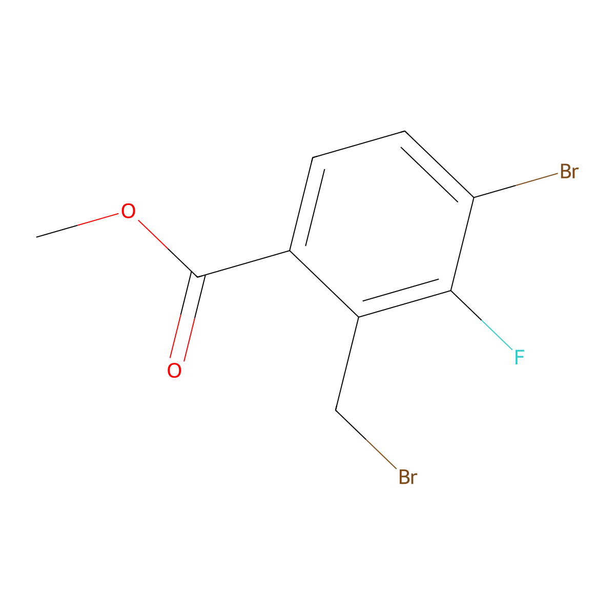 Methyl 4-bromo-2-(bromomethyl)-3-fluorobenzoate molecular structure, CAS 2385646-08-0