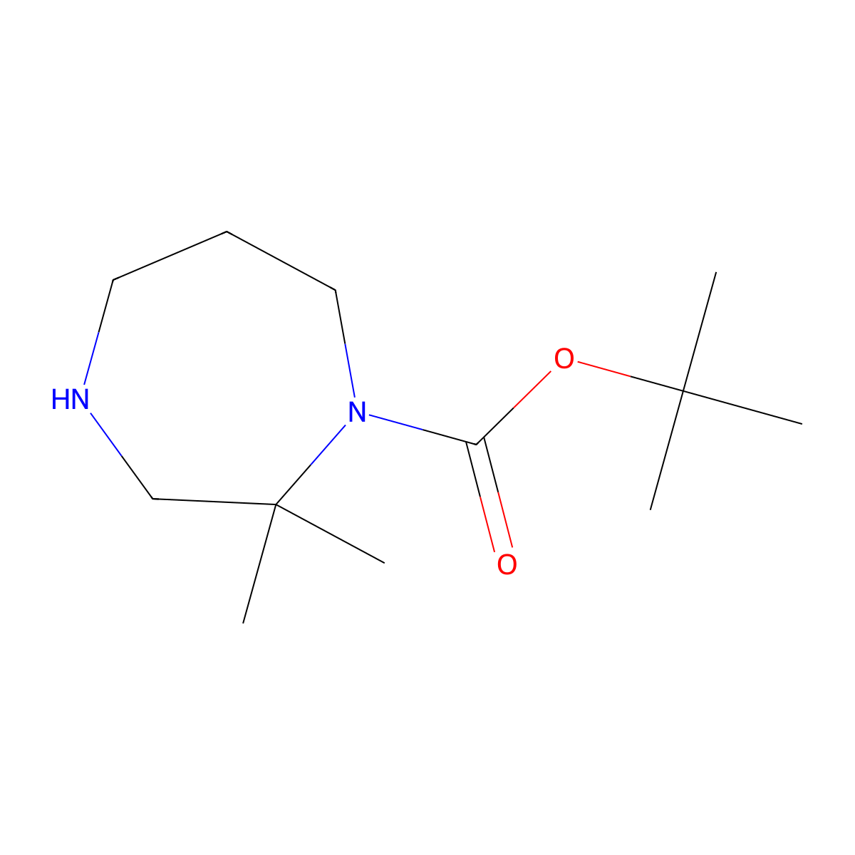Tert-butyl 2,2-dimethyl-1,4-diazepane-1-carboxylate molecular structure, CAS 2385648-69-9