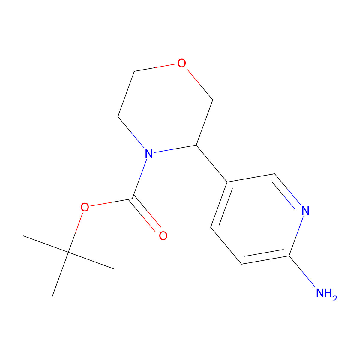 Tert-butyl 3-(6-aminopyridin-3-yl)morpholine-4-carboxylate molecular structure, CAS 2385650-37-1