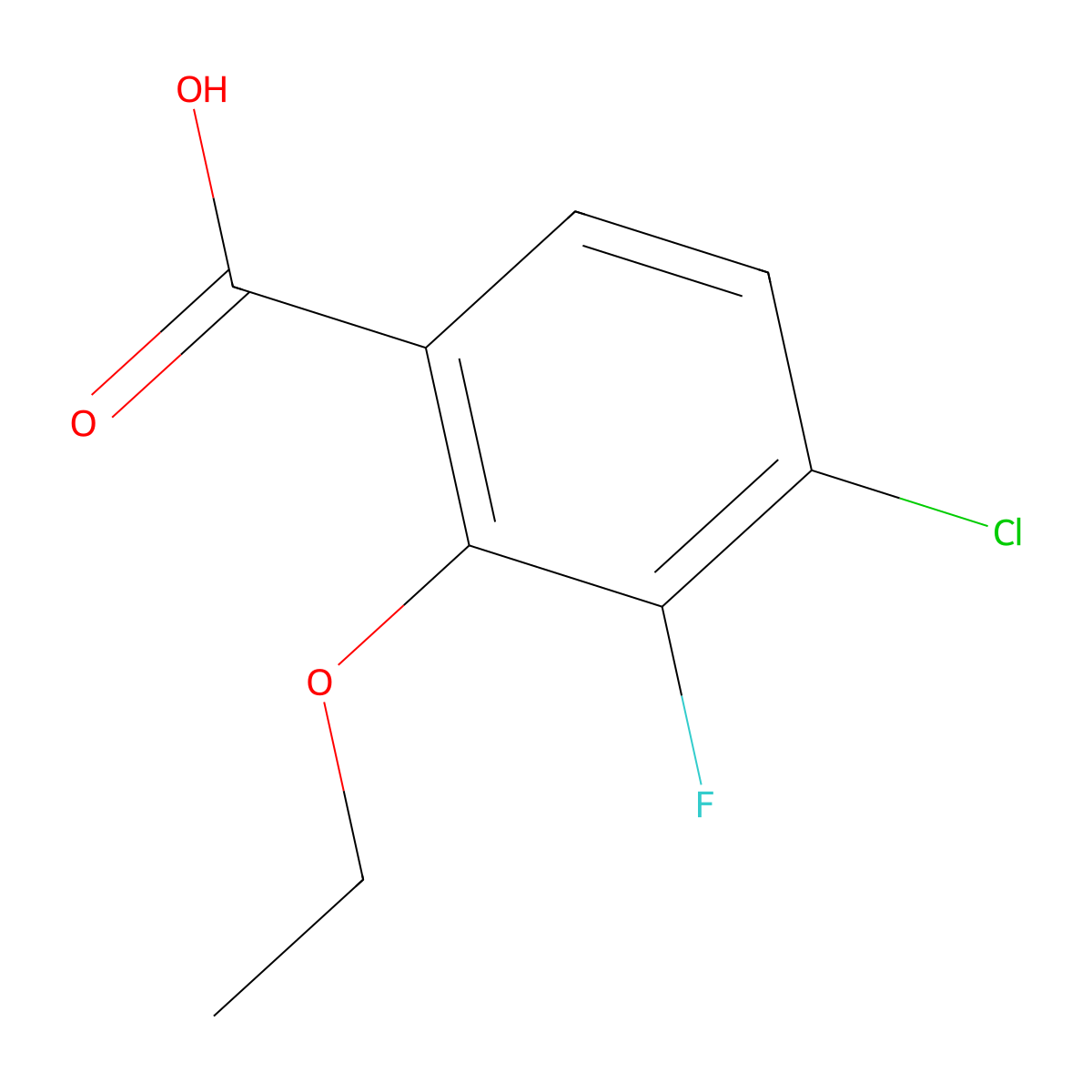 4-Chloro-2-ethoxy-3-fluorobenzoic acid molecular structure, CAS 2385654-99-7