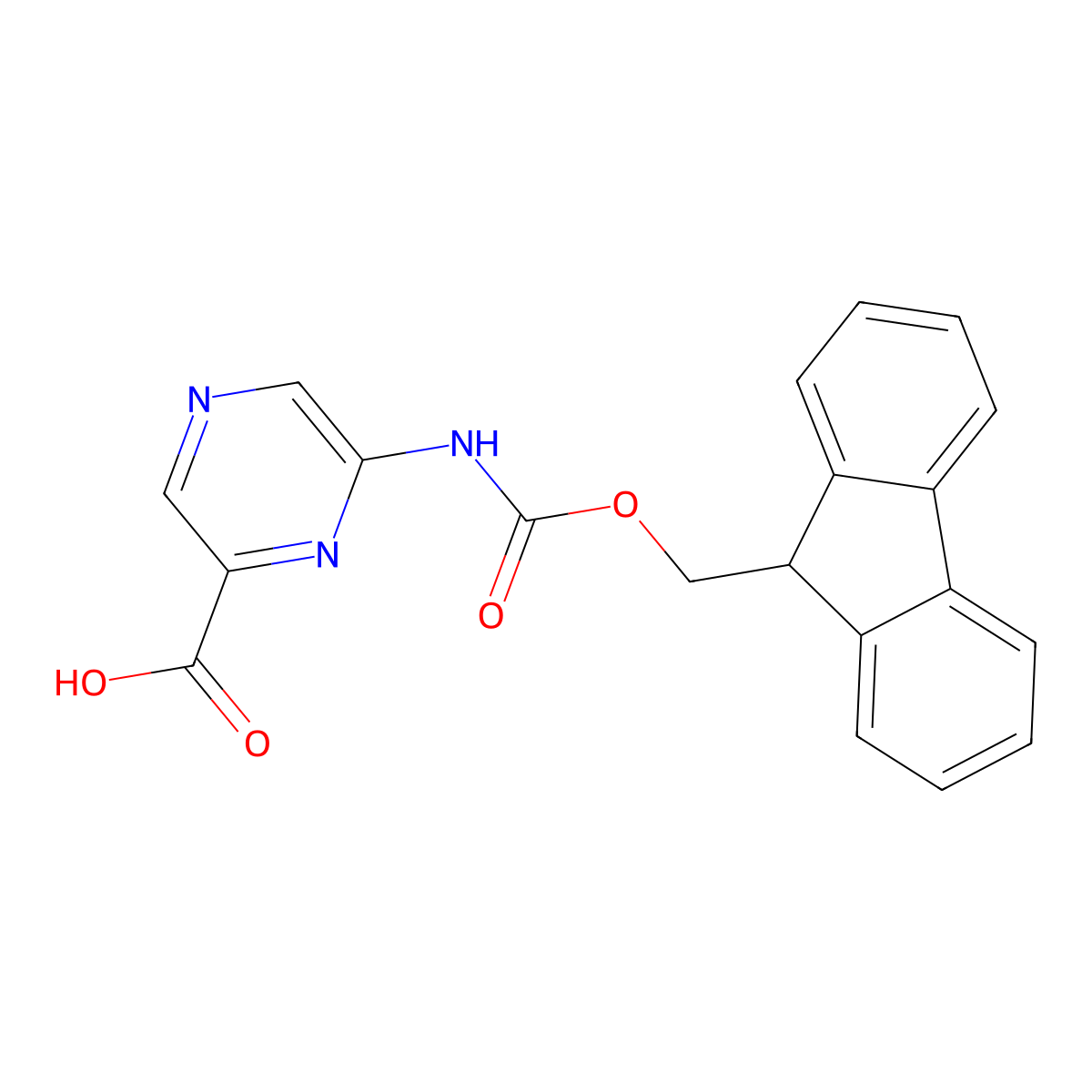 6-({[(9H-fluoren-9-yl)methoxy]carbonyl}amino)pyrazine-2-carboxylic acid molecular structure, CAS 2385660-07-9