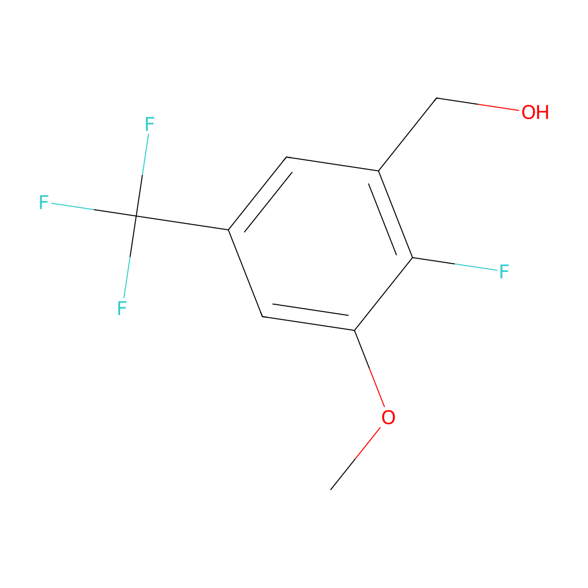 (2-Fluoro-3-methoxy-5-(trifluoromethyl)phenyl)methanol molecular structure, CAS 2385664-49-1