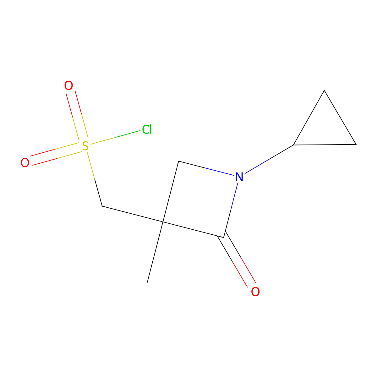(1-Cyclopropyl-3-methyl-2-oxoazetidin-3-yl)methanesulfonyl chloride molecular structure, CAS 2385670-30-2