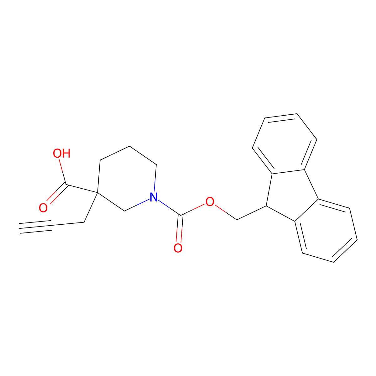 1-{[(9H-fluoren-9-yl)methoxy]carbonyl}-3-(prop-2-yn-1-yl)piperidine-3-carboxylic acid molecular structure, CAS 2385674-47-3