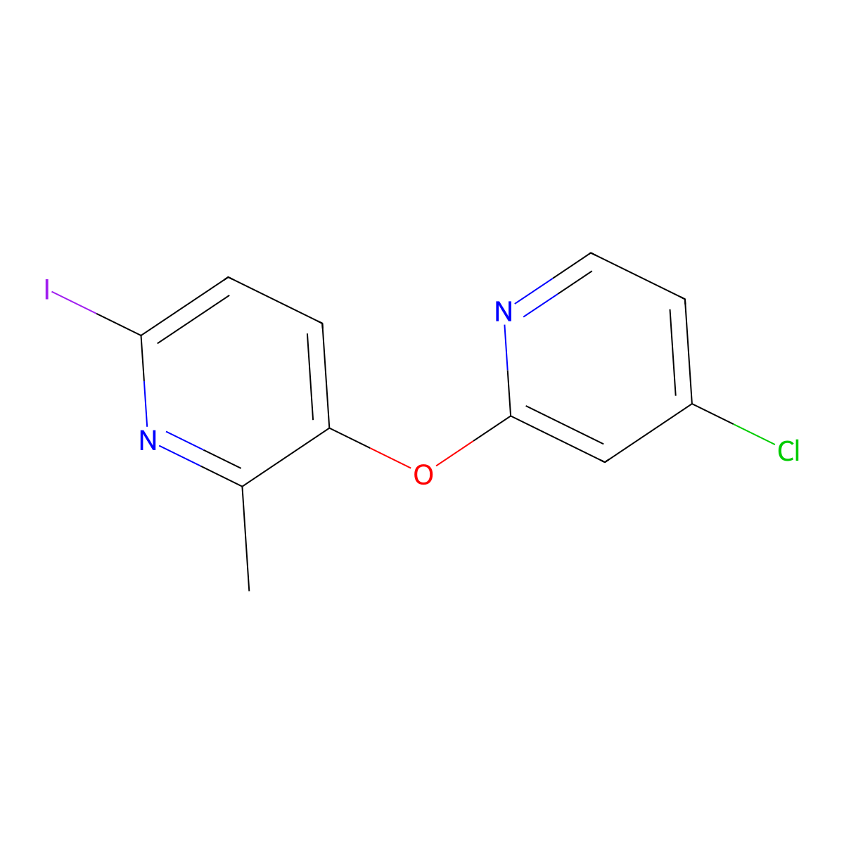 3-((4-Chloropyridin-2-yl)oxy)-6-iodo-2-methylpyridine molecular structure, CAS 2385677-79-0