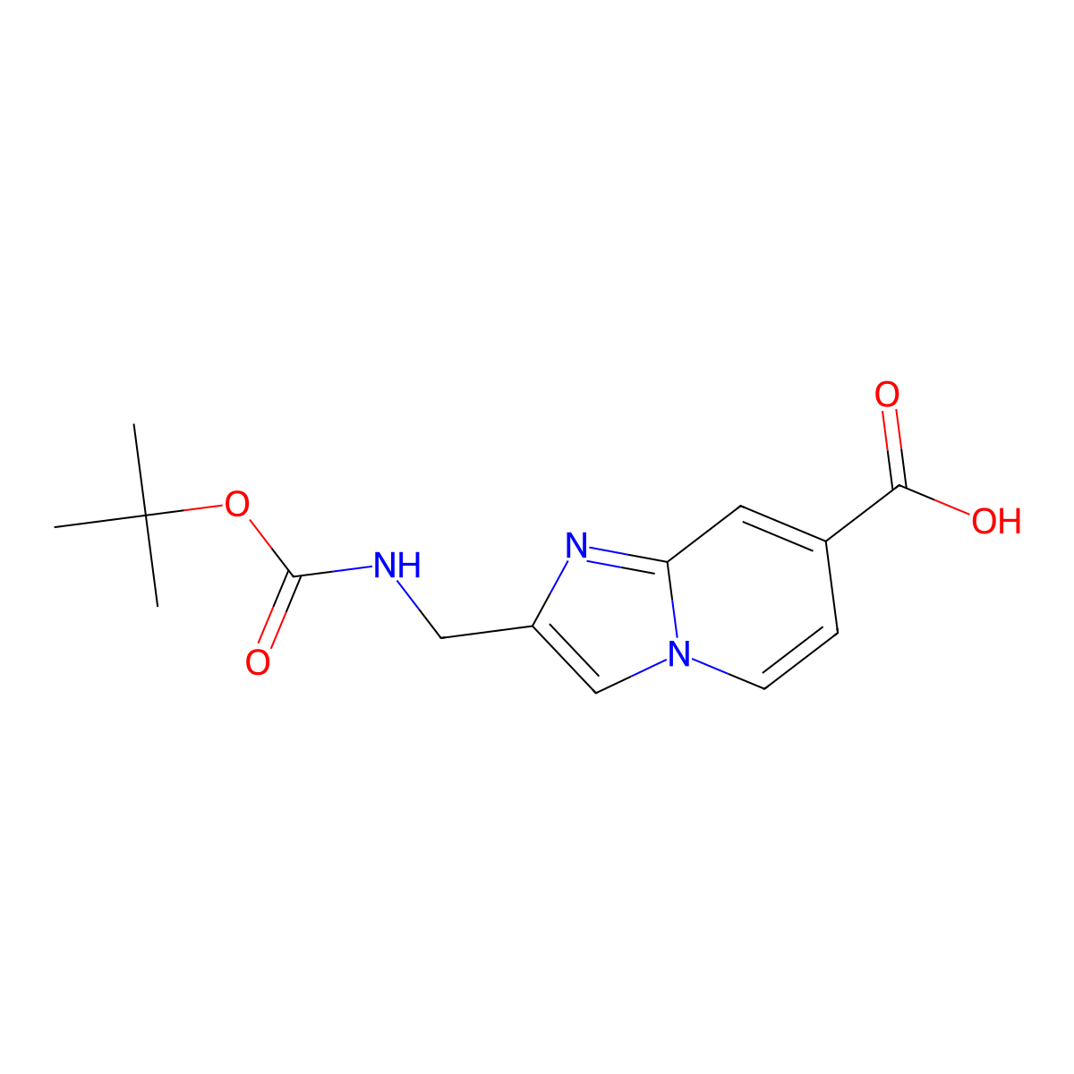2-({[(Tert-butoxy)carbonyl]amino}methyl)imidazo[1,2-a]pyridine-7-carboxylicacid molecular structure, CAS 2385687-63-6