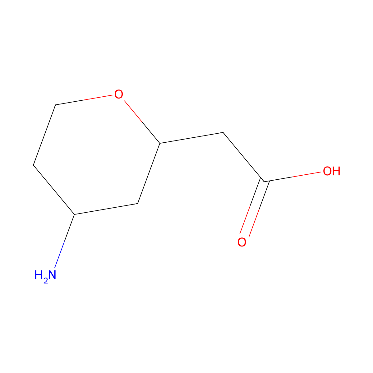 2-(4-Aminooxan-2-yl)acetic acid molecular structure, CAS 2385690-23-1