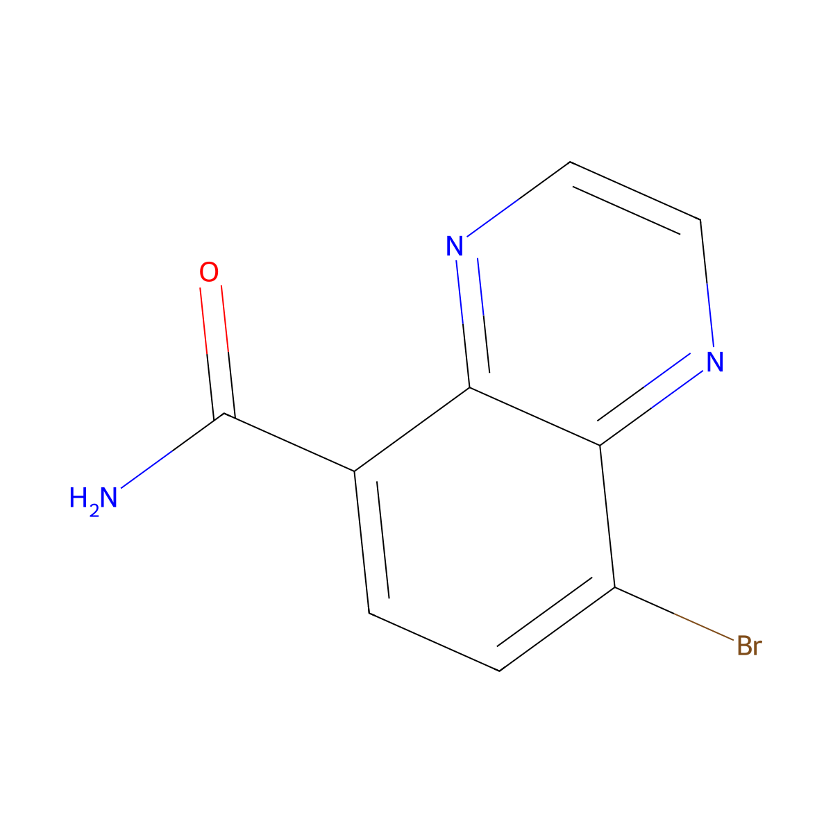 8-Bromoquinoxaline-5-carboxamide molecular structure, CAS 2385699-09-0