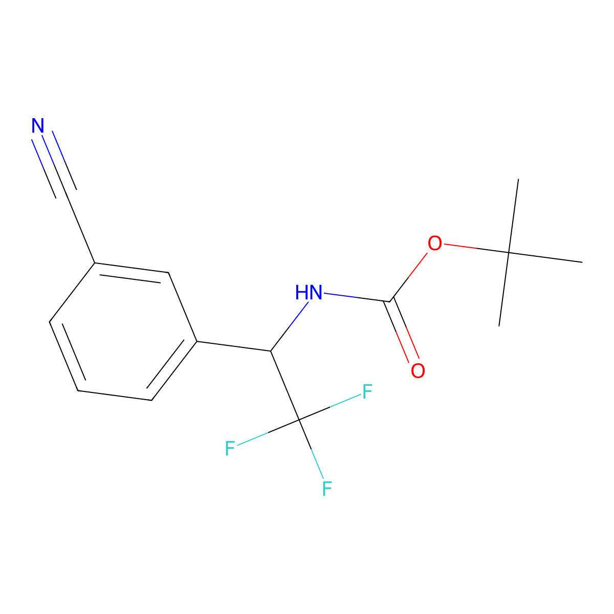 tert-butyl N-[1-(3-cyanophenyl)-2,2,2-trifluoroethyl]carbamate molecular structure, CAS 2385713-89-1
