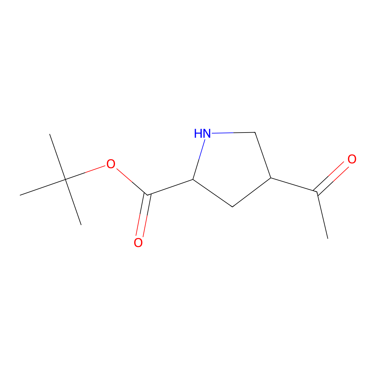 Tert-butyl 4-acetylpyrrolidine-2-carboxylate molecular structure, CAS 2385717-32-6