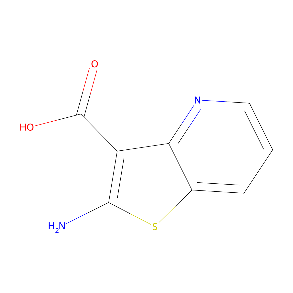 2-Aminothieno[3,2-b]pyridine-3-carboxylic acid molecular structure, CAS 2385738-60-1
