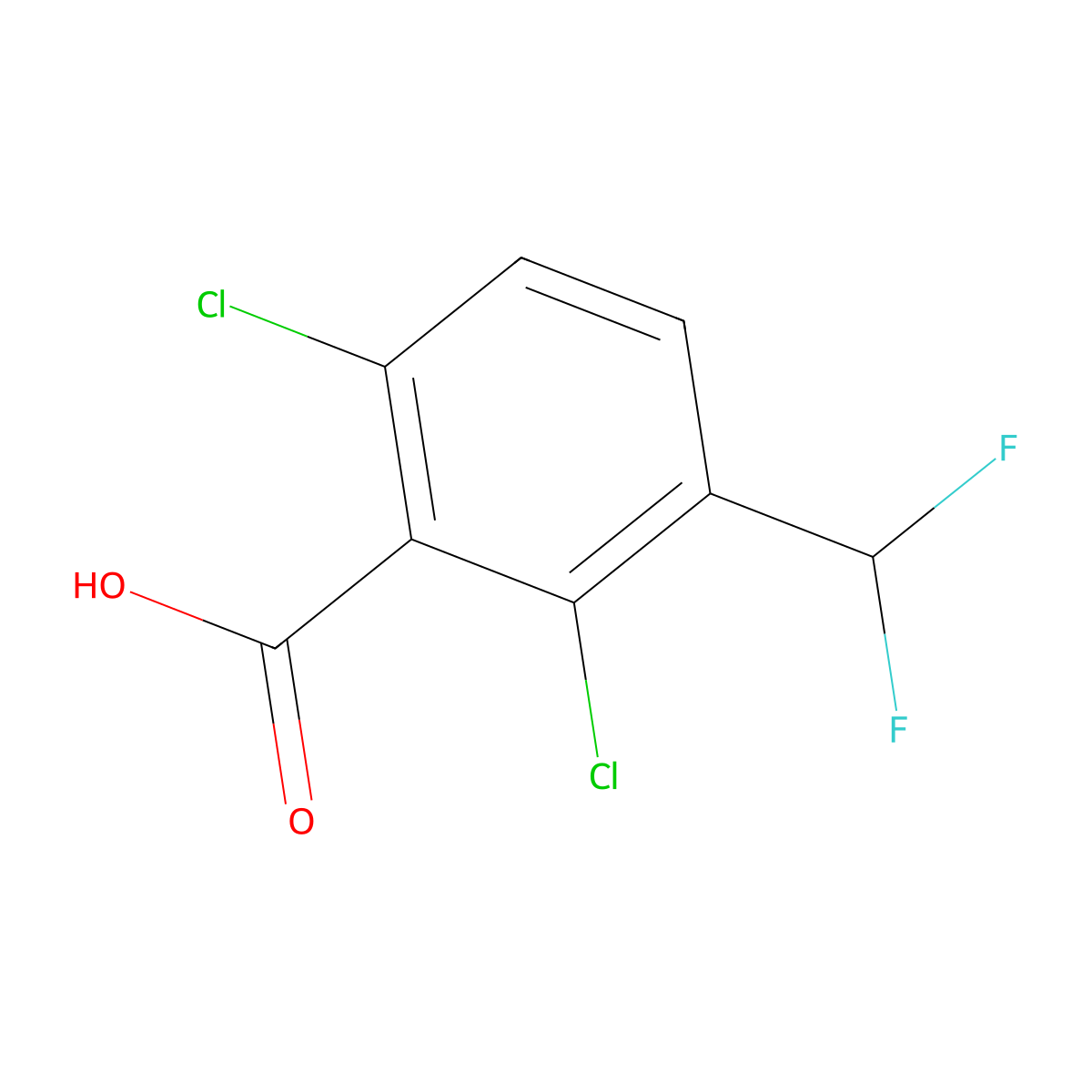 2,6-Dichloro-3-(difluoromethyl)benzoic acid molecular structure, CAS 2385741-29-5